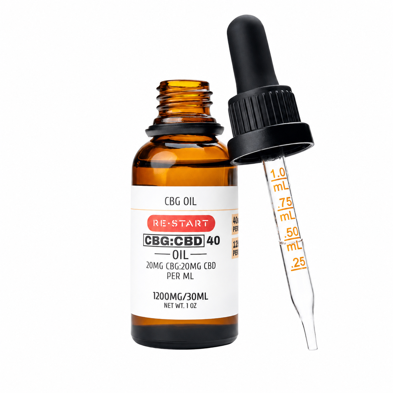 CBG CBD Oil 30mL NO THC (1:1) / 40mg/mL (1200MG) Reg. Price $55